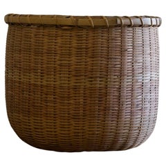 Cesta japonesa antigua de bambú Artesanía popular Años 60-70