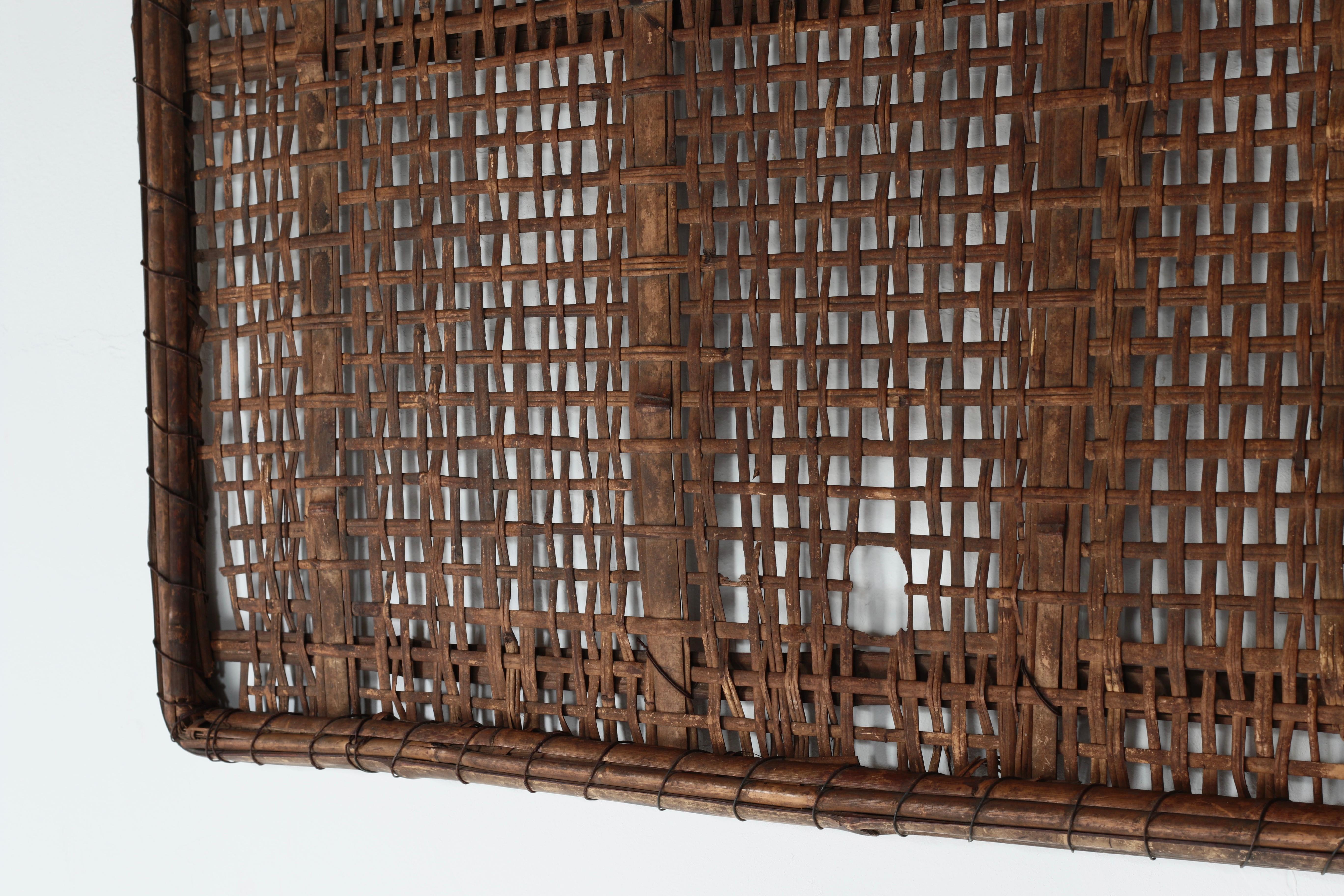 Panneau japonais ancien en bambou / Décoration murale / 1868-1912s / Wabi-Sabi en vente 3