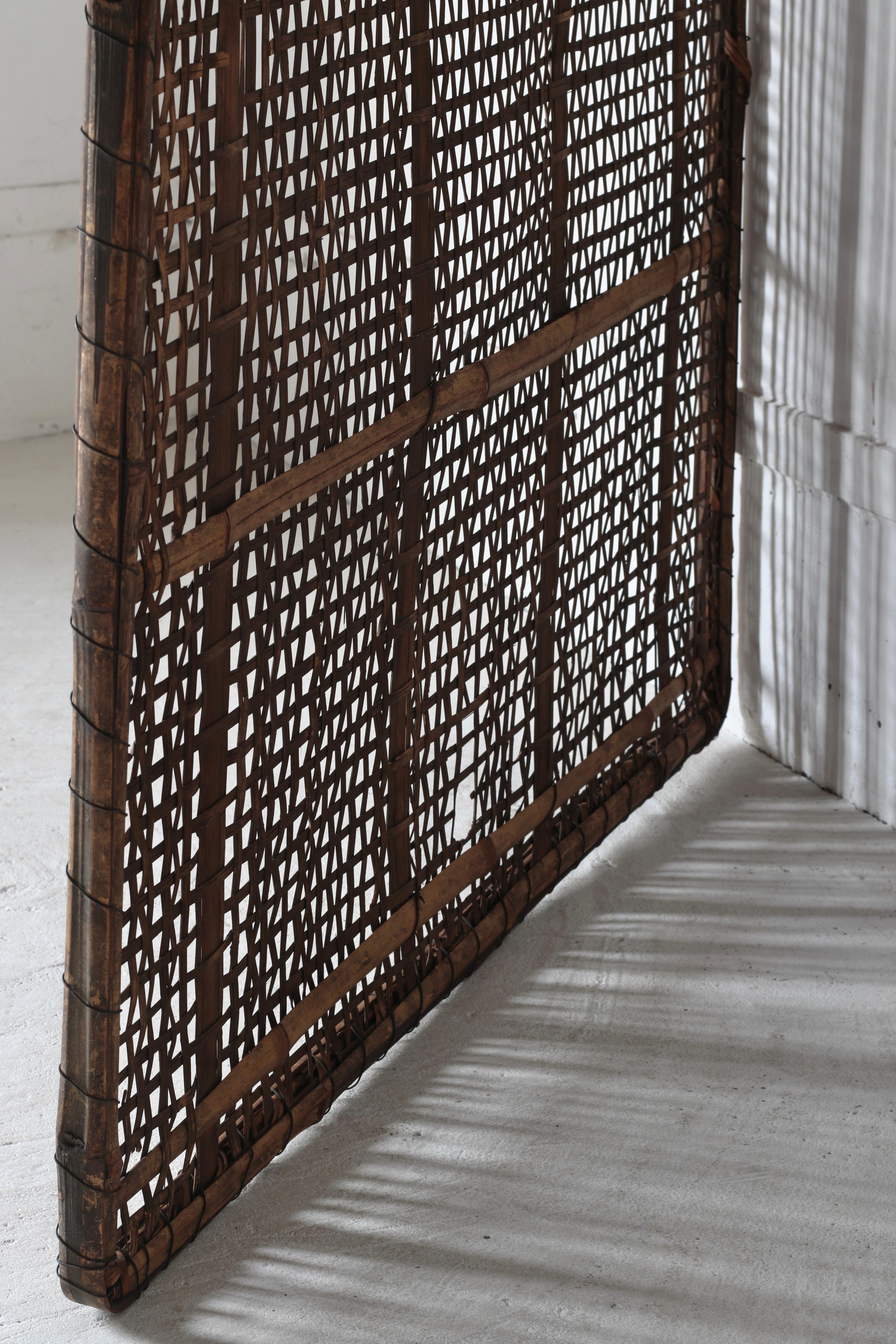 Panneau japonais ancien en bambou / Décoration murale / 1868-1912s / Wabi-Sabi en vente 5