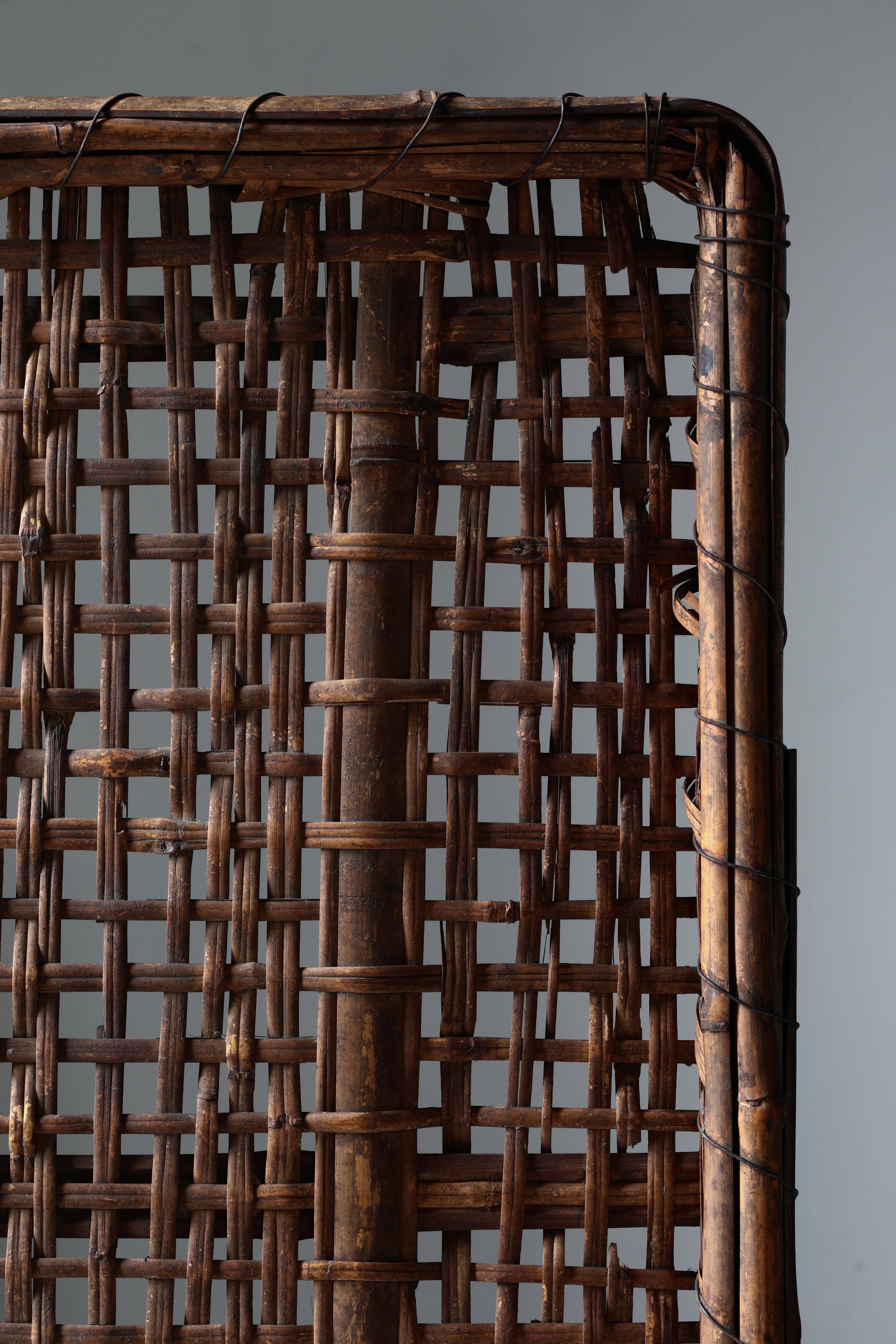 XIXe siècle Panneau japonais ancien en bambou / Décoration murale / 1868-1912s / Wabi-Sabi en vente