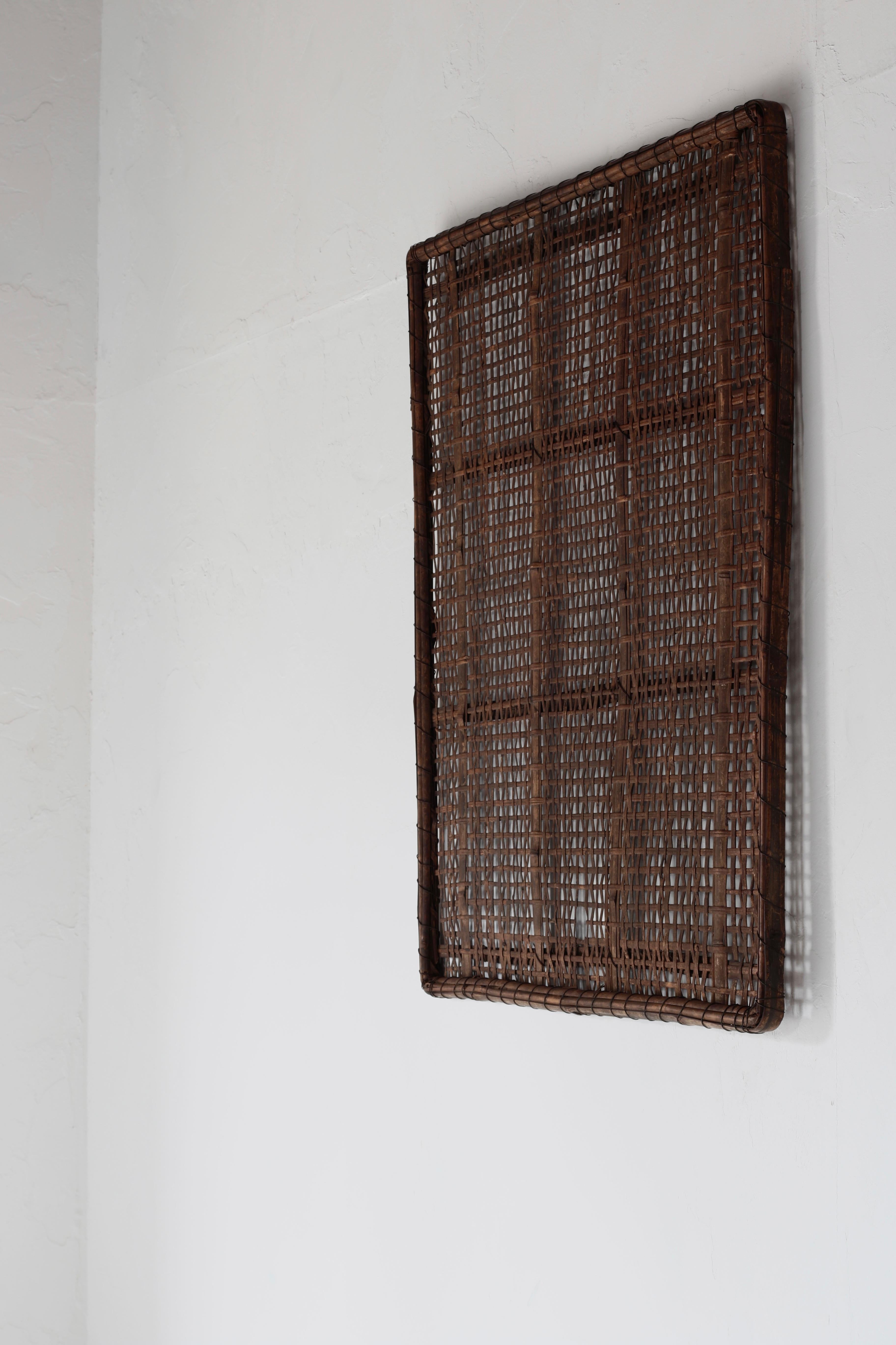 Bambou Panneau japonais ancien en bambou / Décoration murale / 1868-1912s / Wabi-Sabi en vente