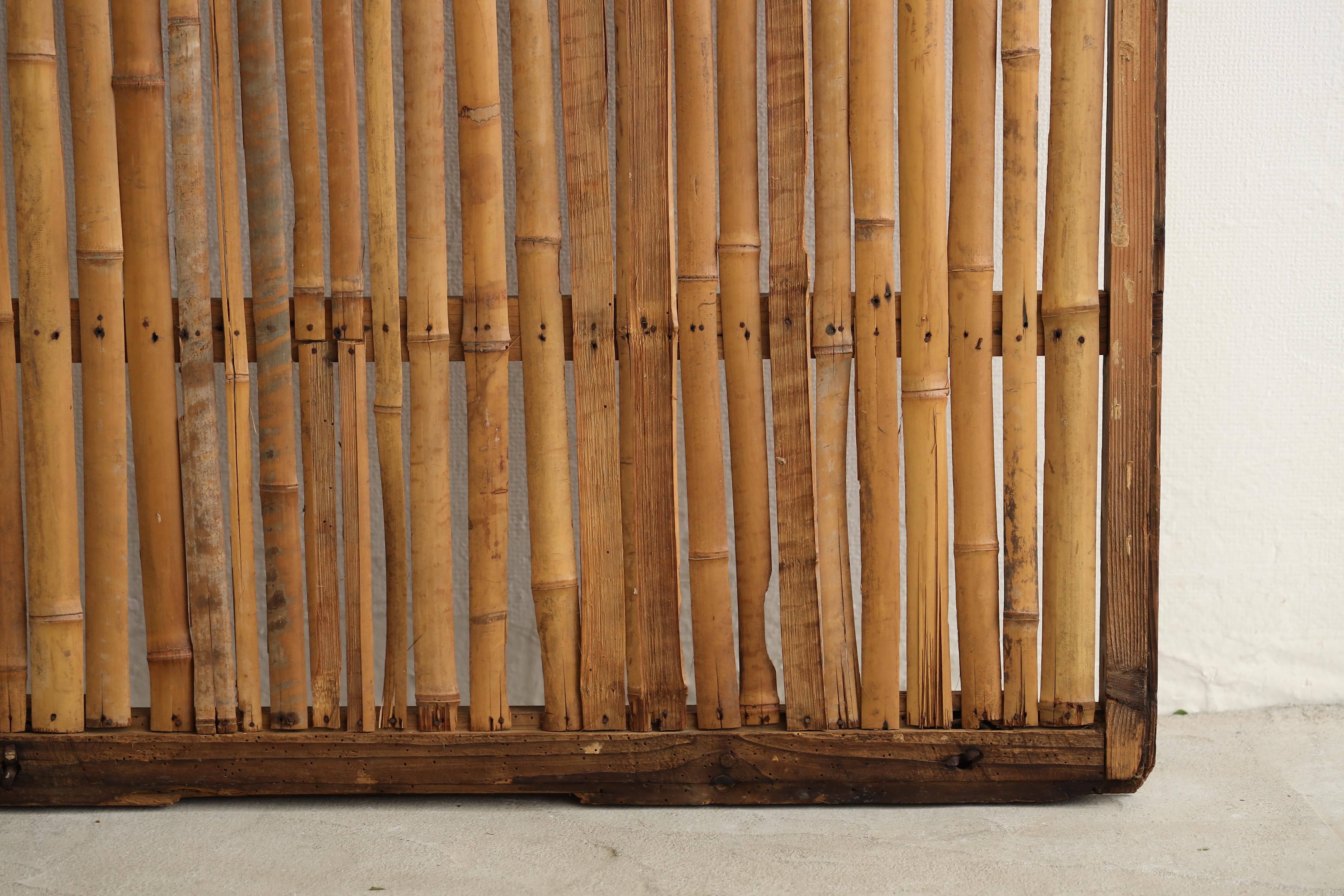 Bois Porte coulissante japonaise ancienne en bambou, Objects for Objects, Wabisabi Door（1） en vente