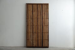Japanese Antique Bamboo Sliding Door, Object Mingei Art Panel, Wabisabi Door（3）