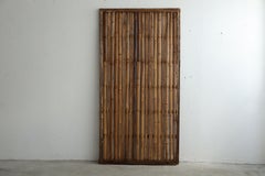 Japanese Antique Bamboo Sliding Door, Object Mingei Art Panel, Wabisabi Door（4）