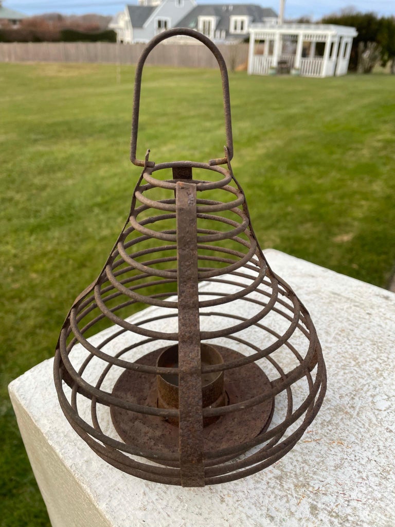 Meiji Japanese Antique Basket Garden Lighting  Lantern For Sale