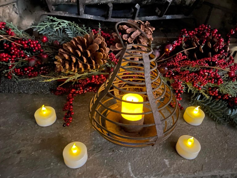 Hand-Crafted Japanese Antique Basket Garden Lighting  Lantern For Sale