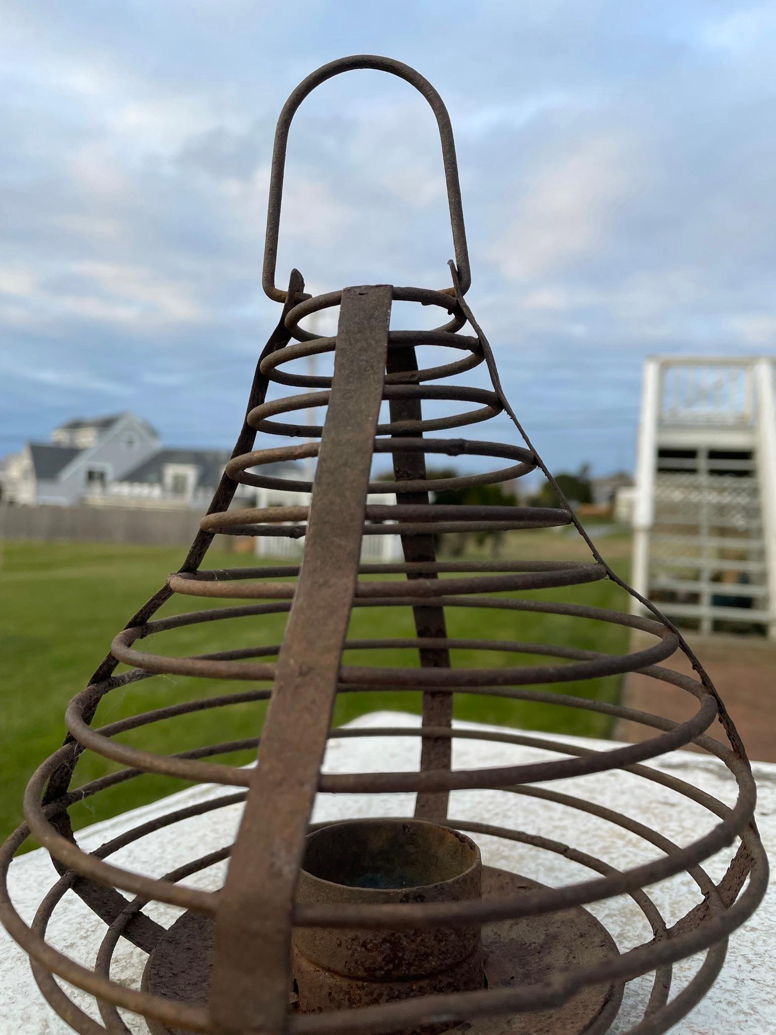 Japanese Antique Basket Garden Lighting  Lantern In Good Condition In South Burlington, VT