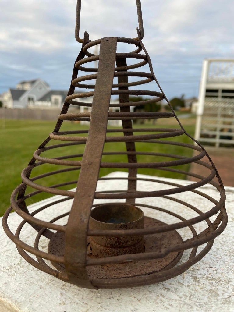 Copper Japanese Antique Basket Garden Lighting  Lantern For Sale