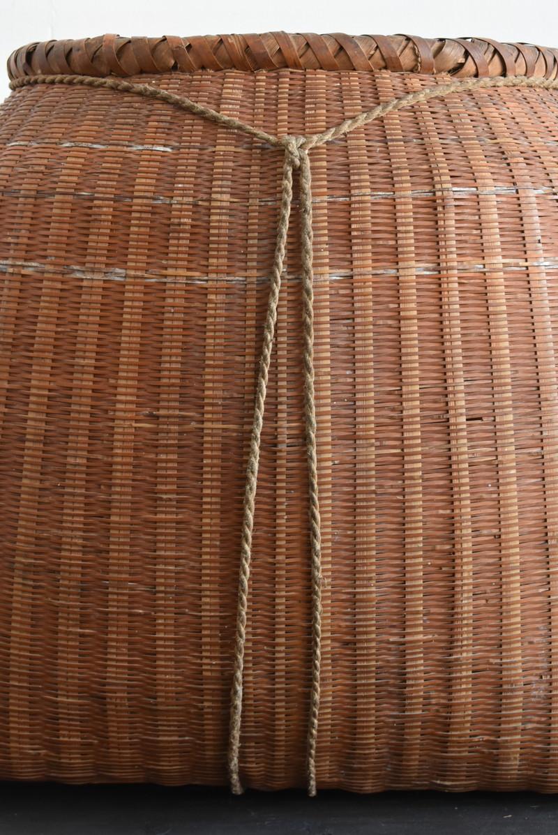 Japanese Antique Basket Woven from Bamboo / 1868-1920 / Vase / Agricultural Tool 5
