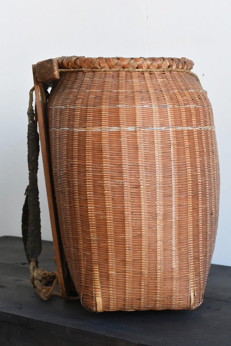 19th Century Japanese Antique Basket Woven from Bamboo / 1868-1920 / Vase / Agricultural Tool