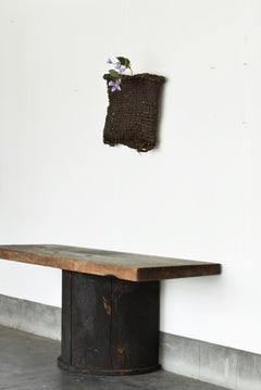 Japanese antique basket woven with grape vines/1868-1920/Vase on the wall/mingei