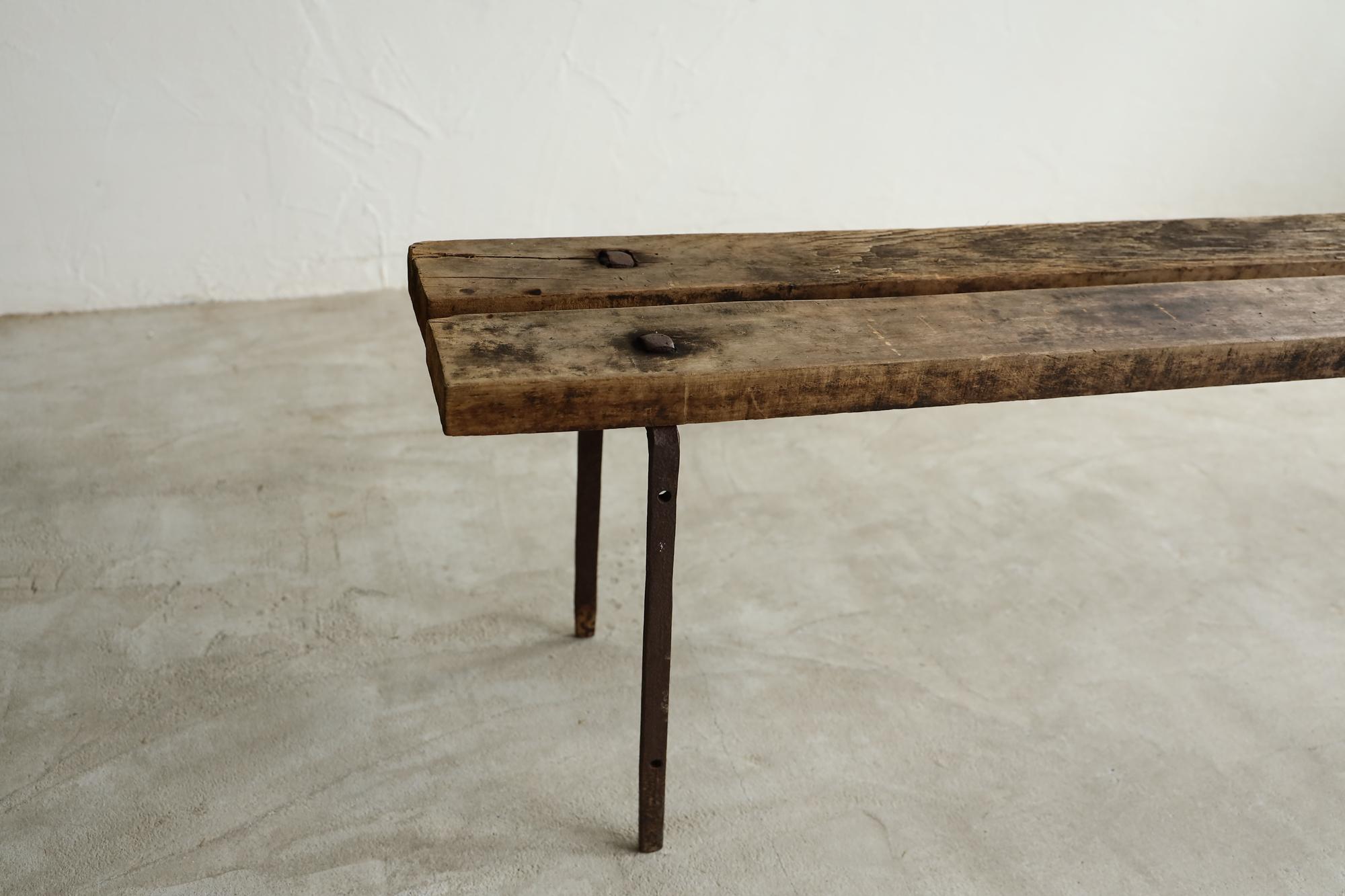 Japanese Antique Bench, Primitive Japanese Wooden Bench, Wabi-Sabi For Sale 5