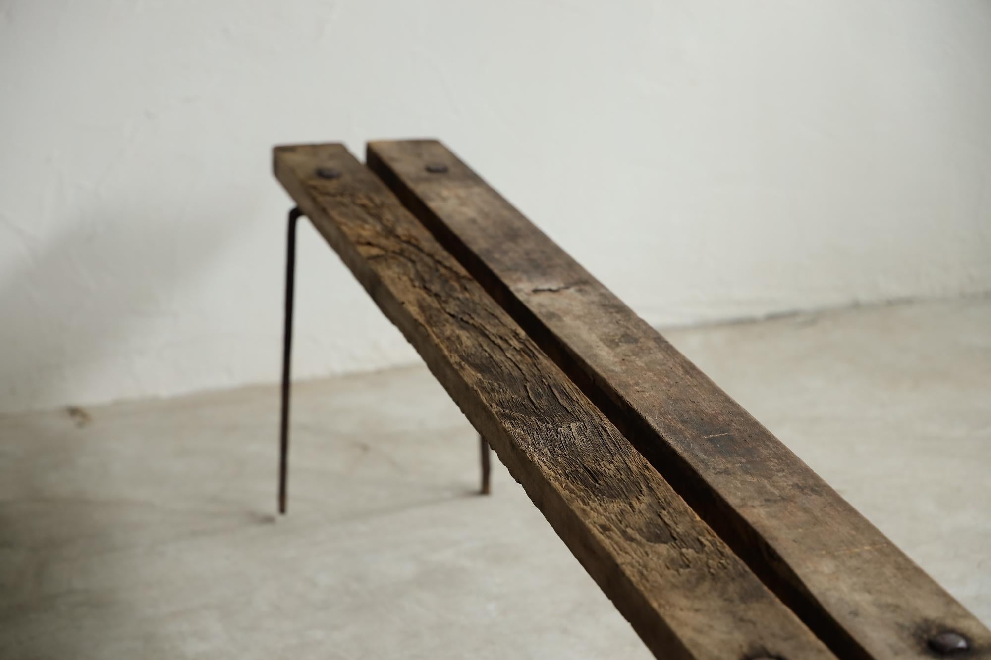 Japanese Antique Bench, Primitive Japanese Wooden Bench, Wabi-Sabi For Sale 8