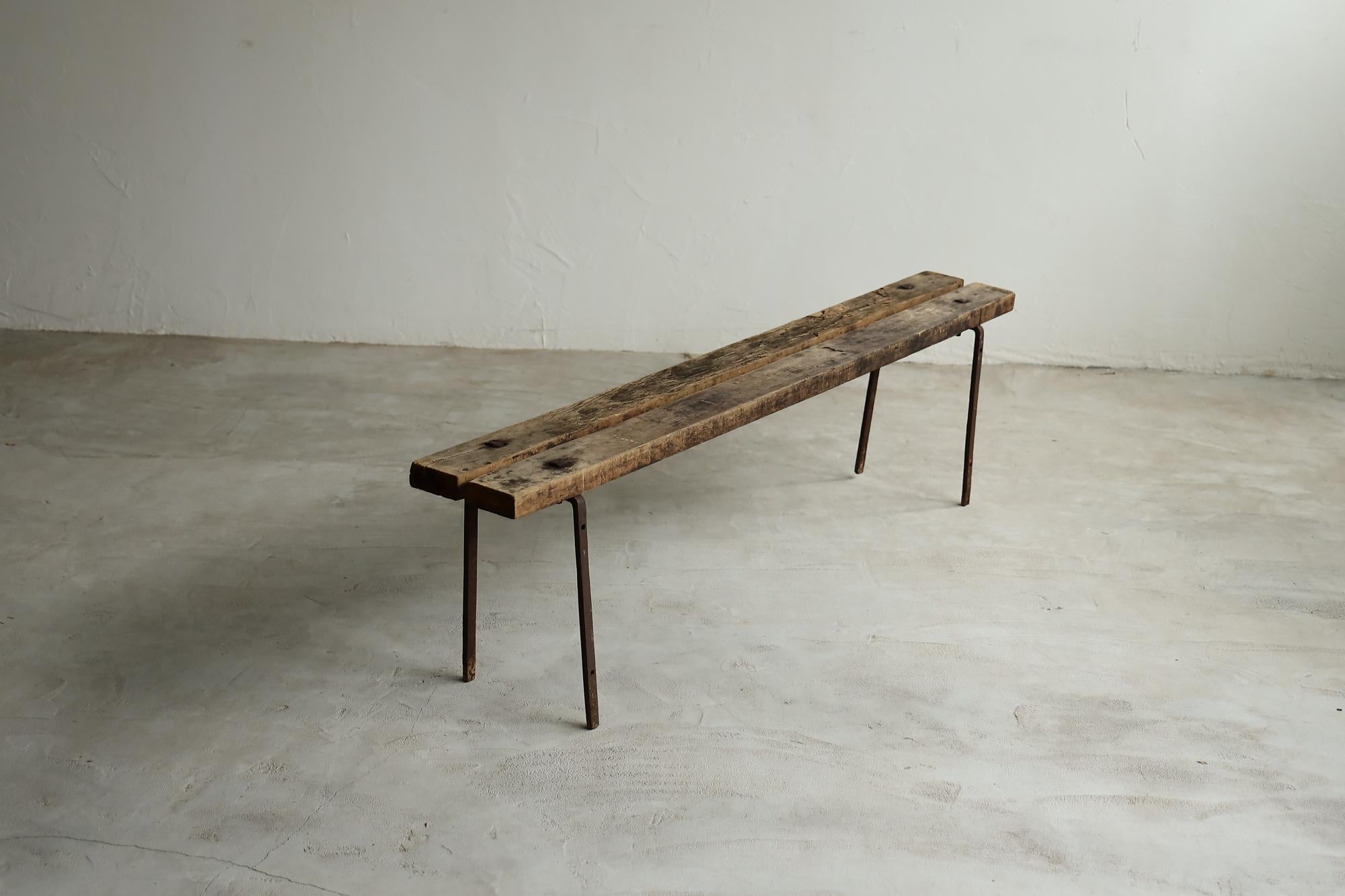 Japanese Antique Bench, Primitive Japanese Wooden Bench, Wabi-Sabi For Sale 9