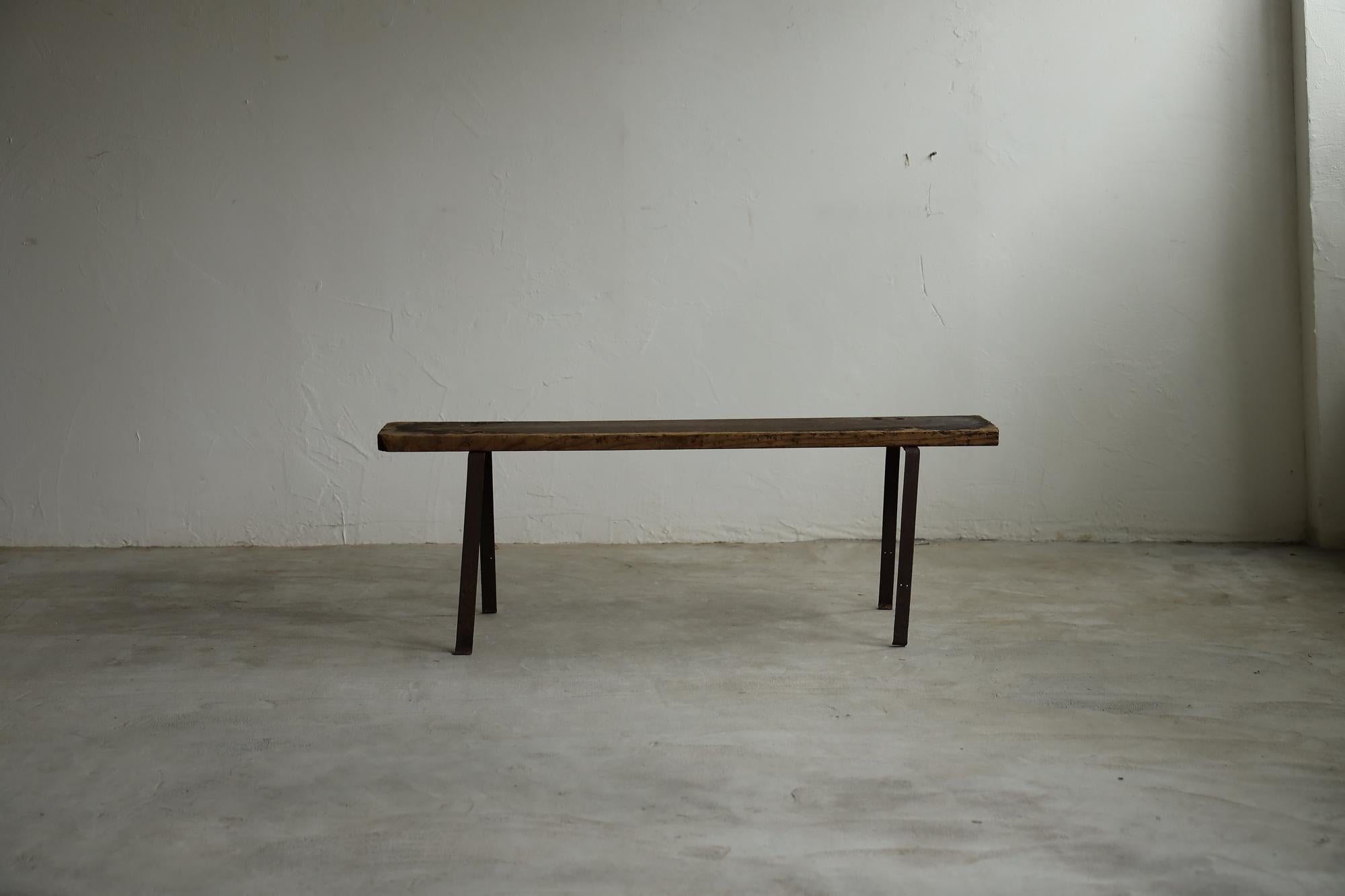 Taisho Banc japonais ancien, banc en bois japonais primitif, Wabi-Sabi en vente