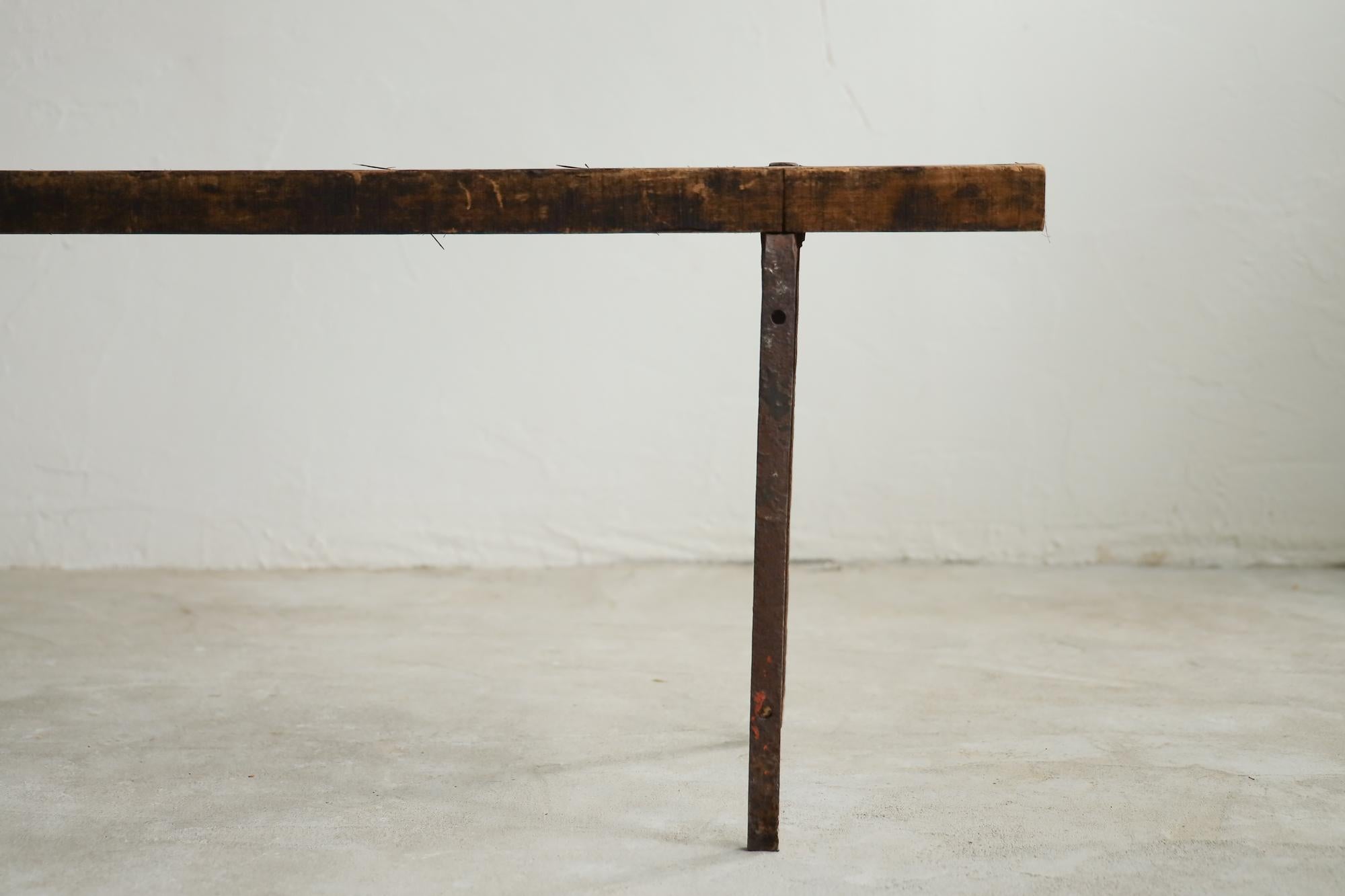 Japanese Antique Bench, Primitive Japanese Wooden Bench, Wabi-Sabi In Good Condition For Sale In Katori-Shi, 12