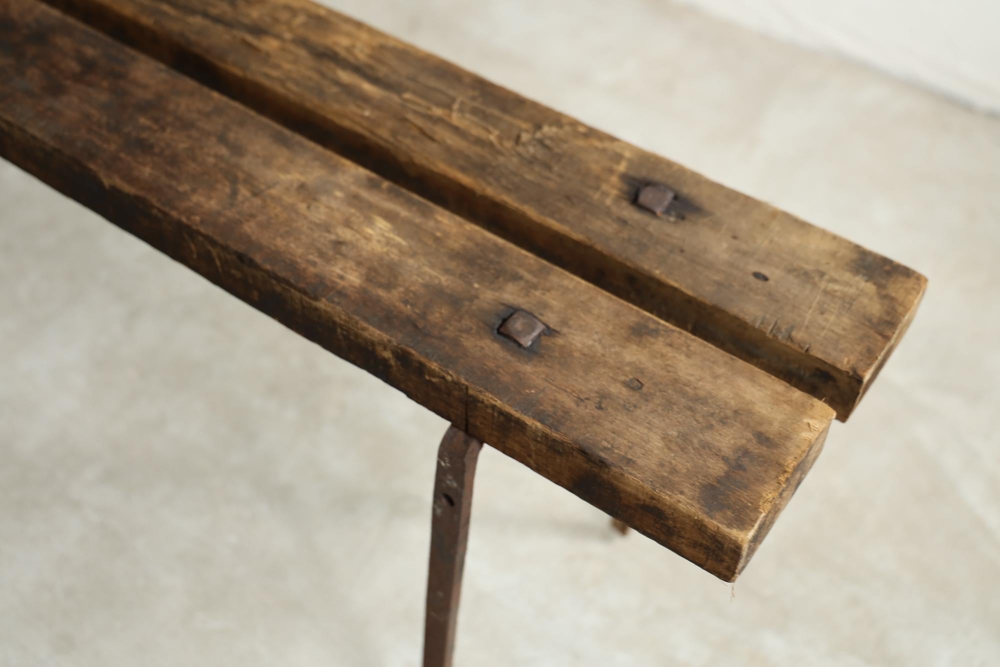 20th Century Japanese Antique Bench, Primitive Japanese Wooden Bench, Wabi-Sabi For Sale