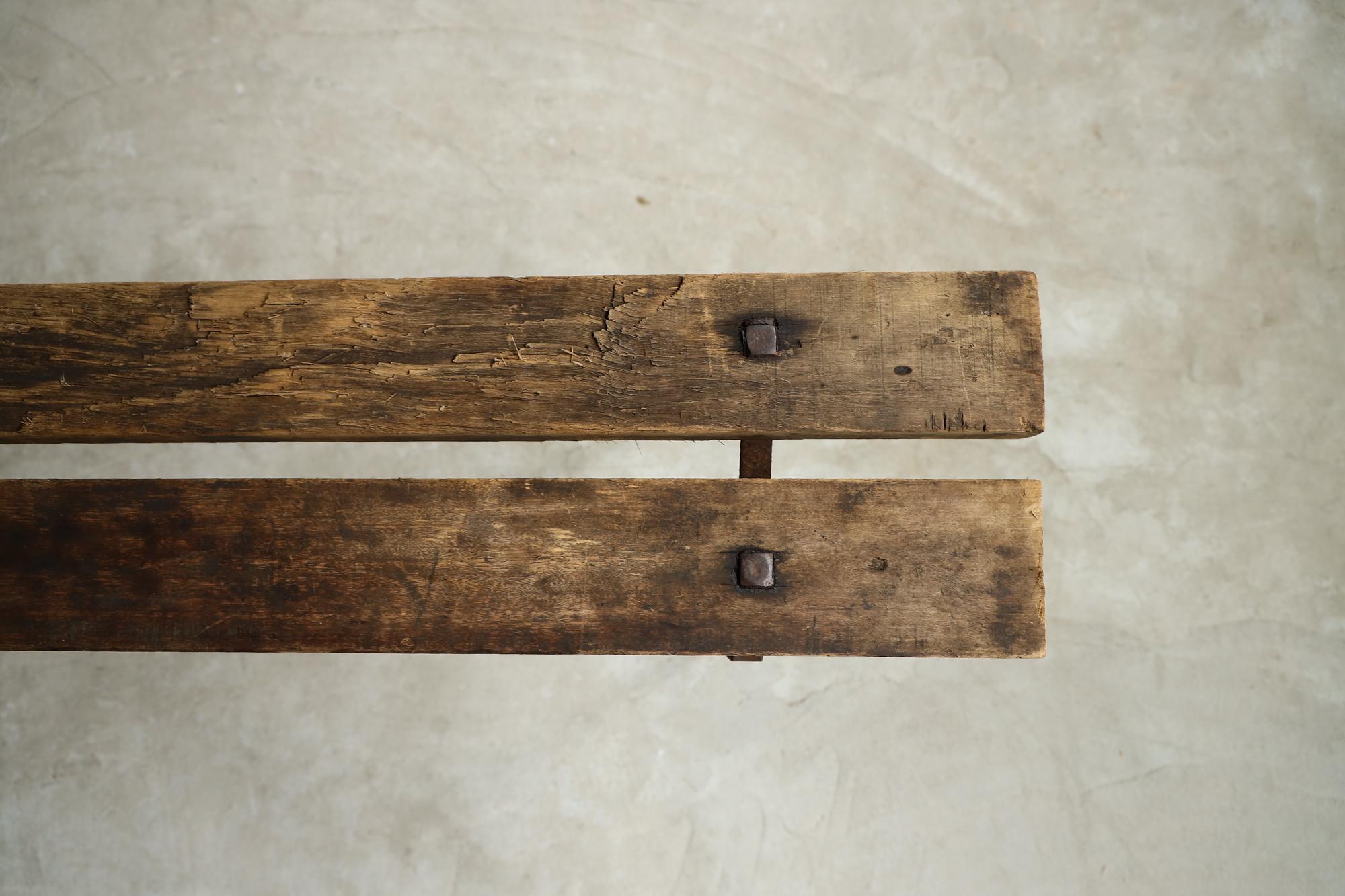 Japanese Antique Bench, Primitive Japanese Wooden Bench, Wabi-Sabi For Sale 2