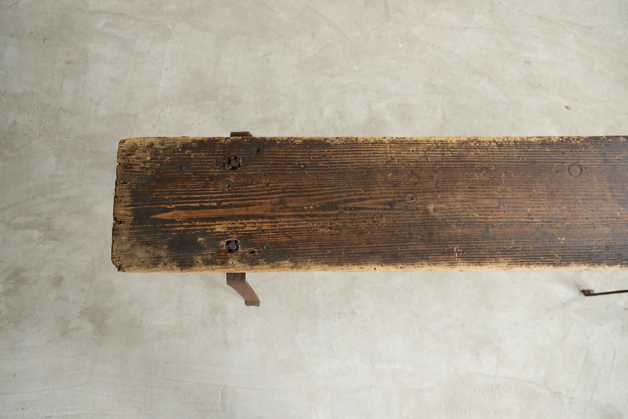 Banc japonais ancien, banc en bois japonais primitif, Wabi-Sabi en vente 2