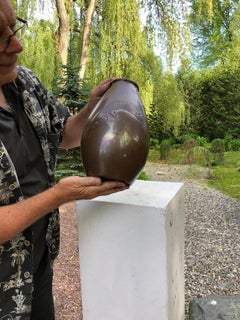 Japanese Antique Big "Double Giant Koi" Cast Bronze Vase, Signed and Boxed