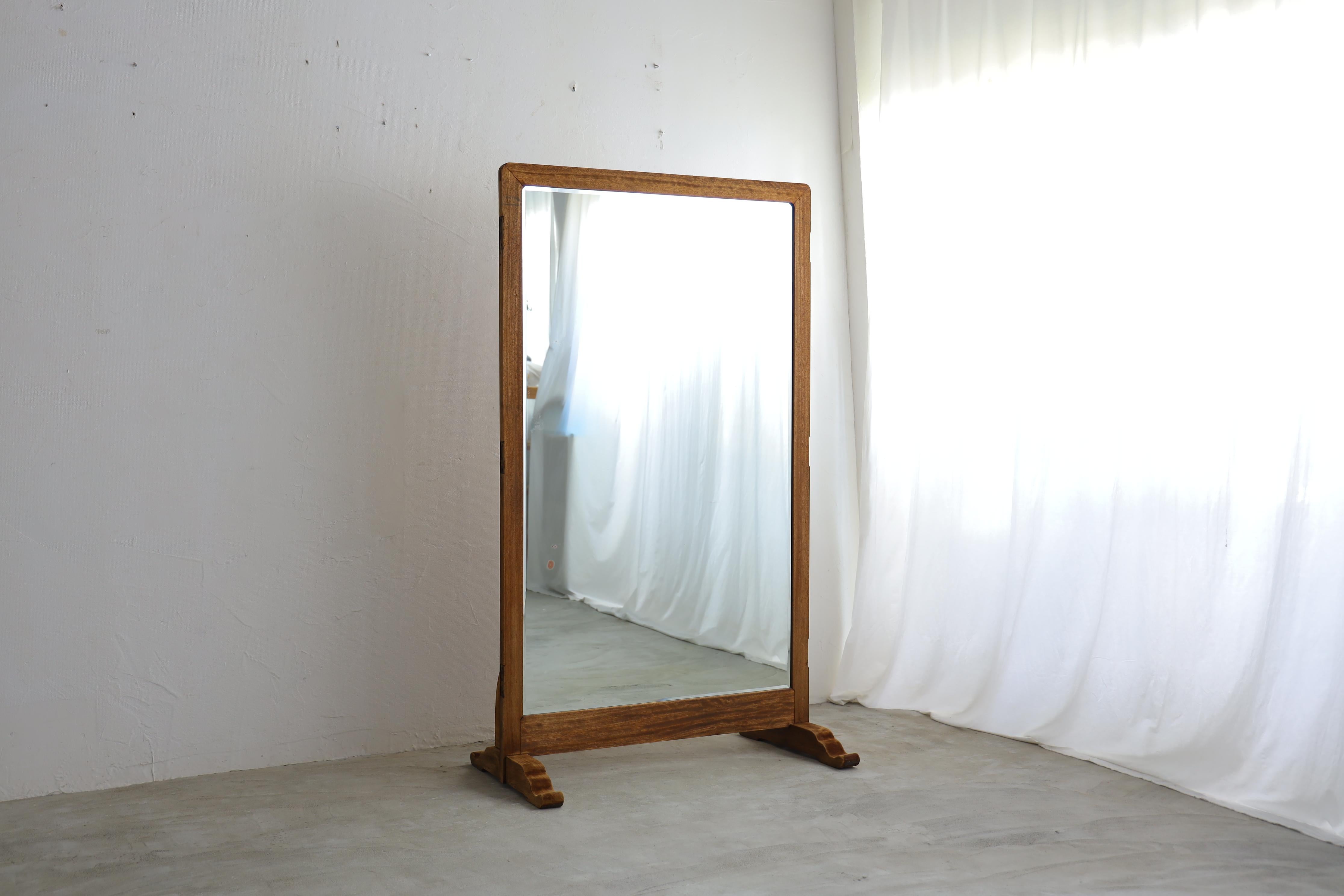 Taisho Grand miroir japonais ancien, miroir ancien en pied en vente