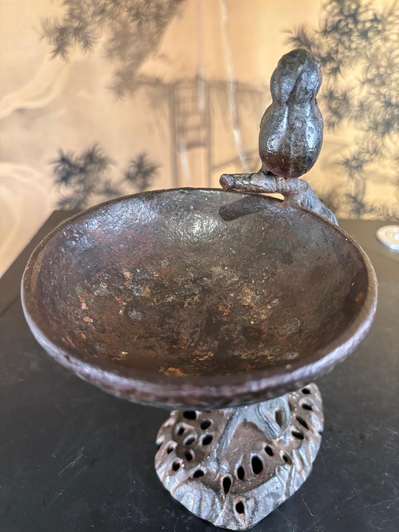 Iron Japanese Antique Bird Dish  - Hard To Find For Sale