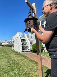 Japanese Antique Classic 1850 "Birds and Waves"  Garden Lantern