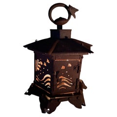 Japanese Antique Classic 1850 "Birds and Waves"  Garden Lantern