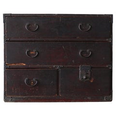 Meuble de rangement Tansu Wabi Sabi japonais ancien 1860s-1900s