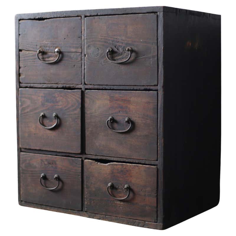 Asian Triangular Drawer Unit Japanese Antique Wabisabi Drawer 1860s-1900s / Cabinet Storage Tansu ...