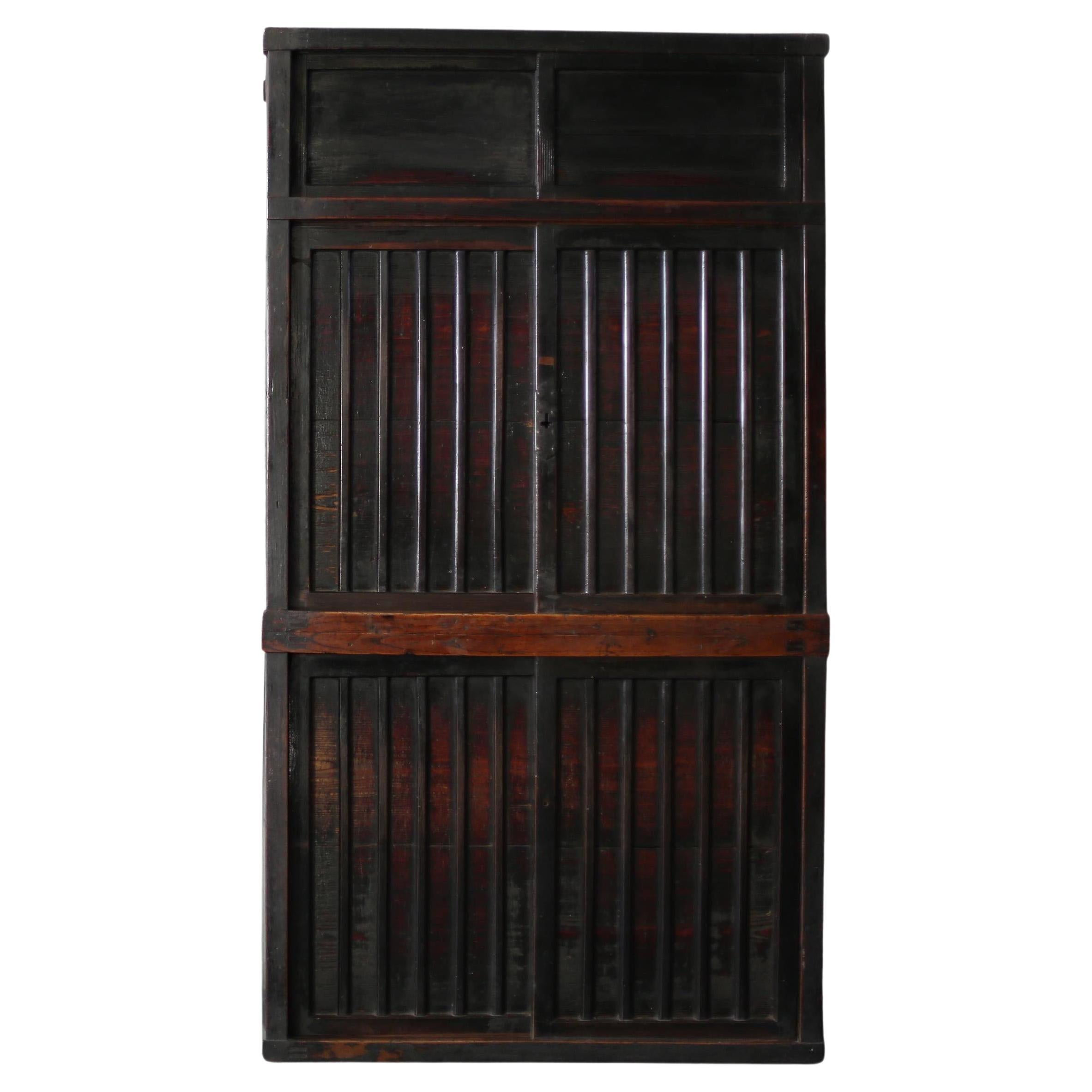 Grand meuble de rangement japonais ancien BK des années 1860 à 1900 / Tansu Wabisabi