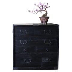 Ancien tiroir moyen BK japonais des années 1860 à 1900 / rangement Tansu Wabisabi