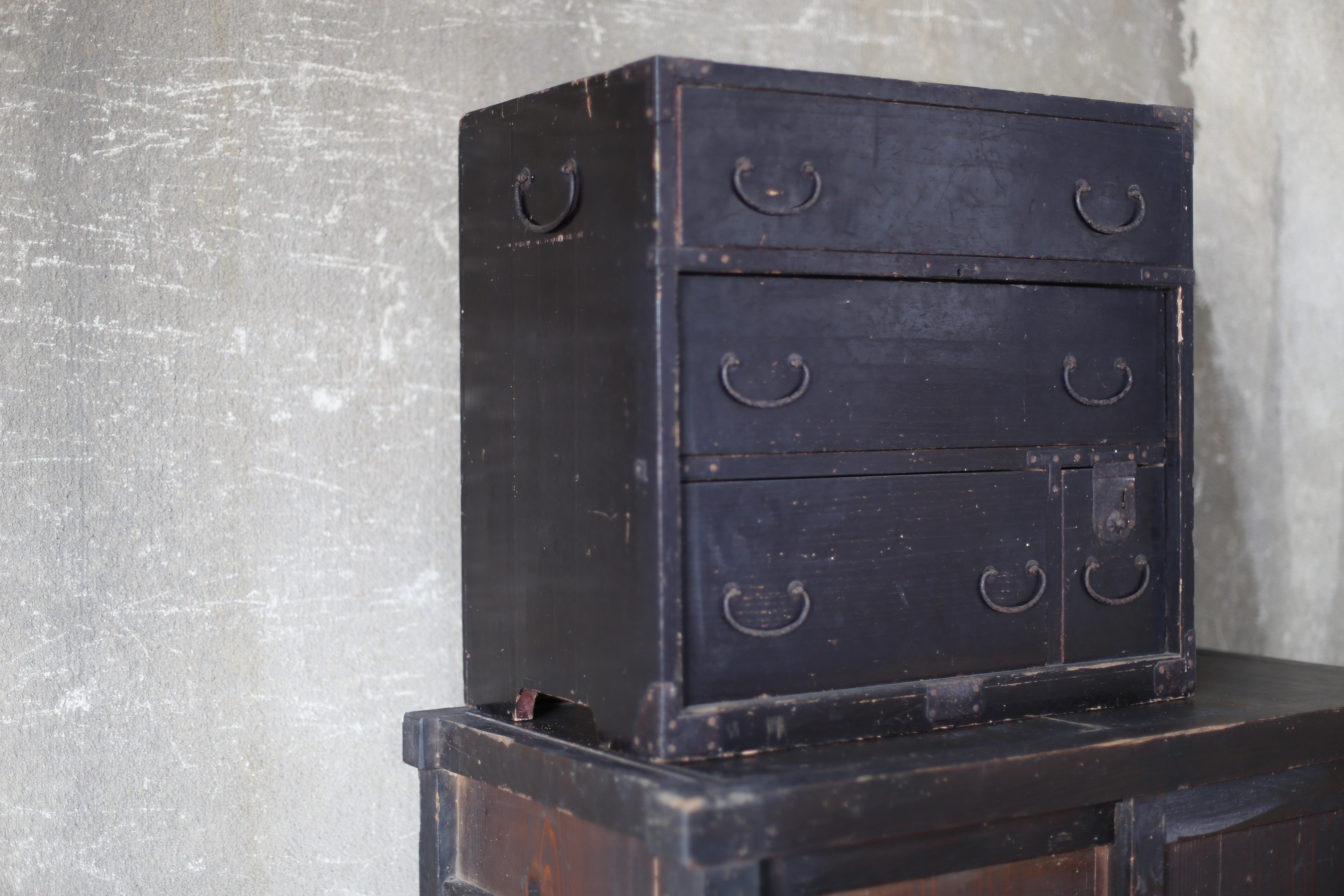 Edo Japanese Antique BK Small Drawer EDO  / Tansu Storage Wabisabi For Sale