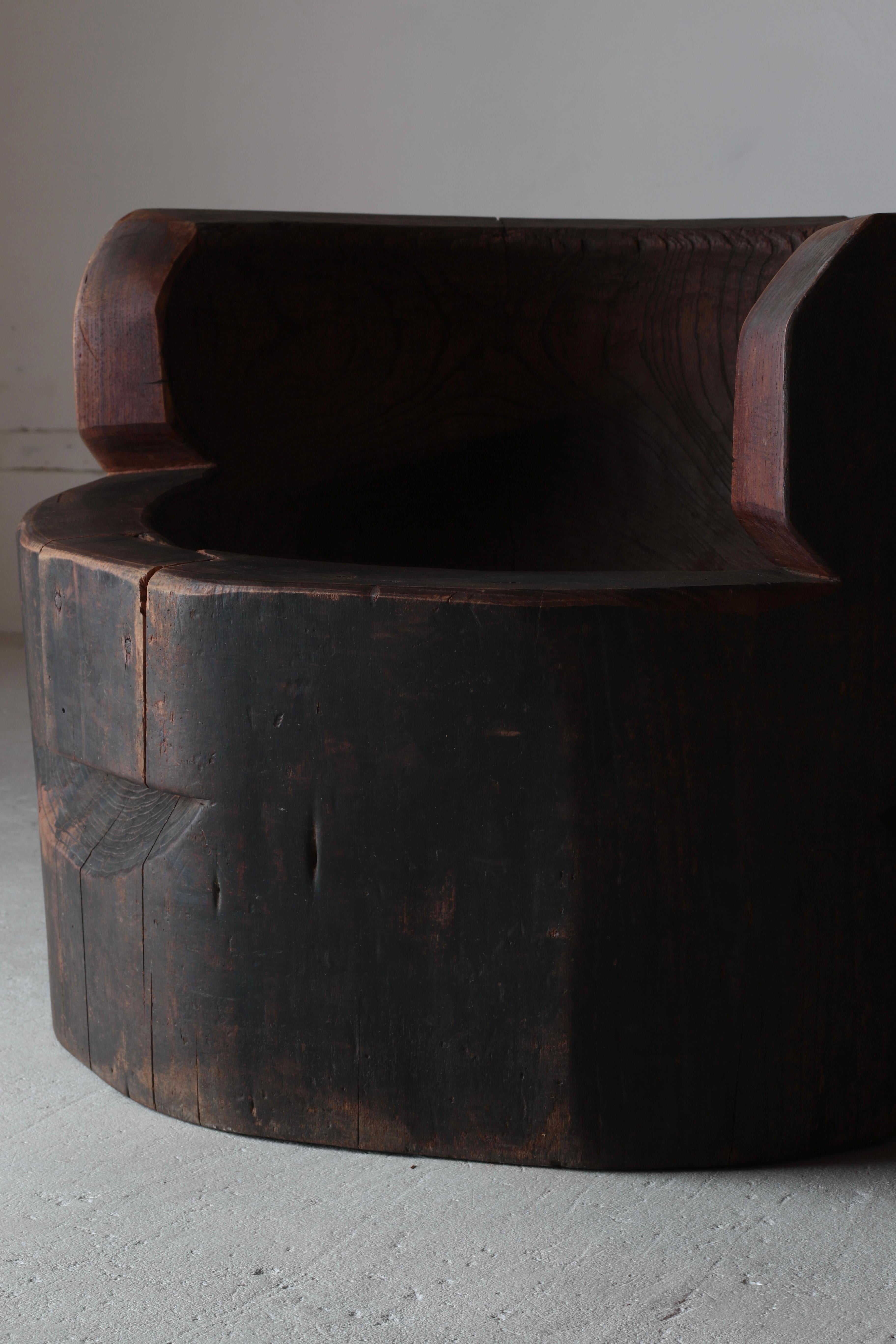 Japanese Antique Black ArmChair / Wabi-sabi Rustic For Sale 11