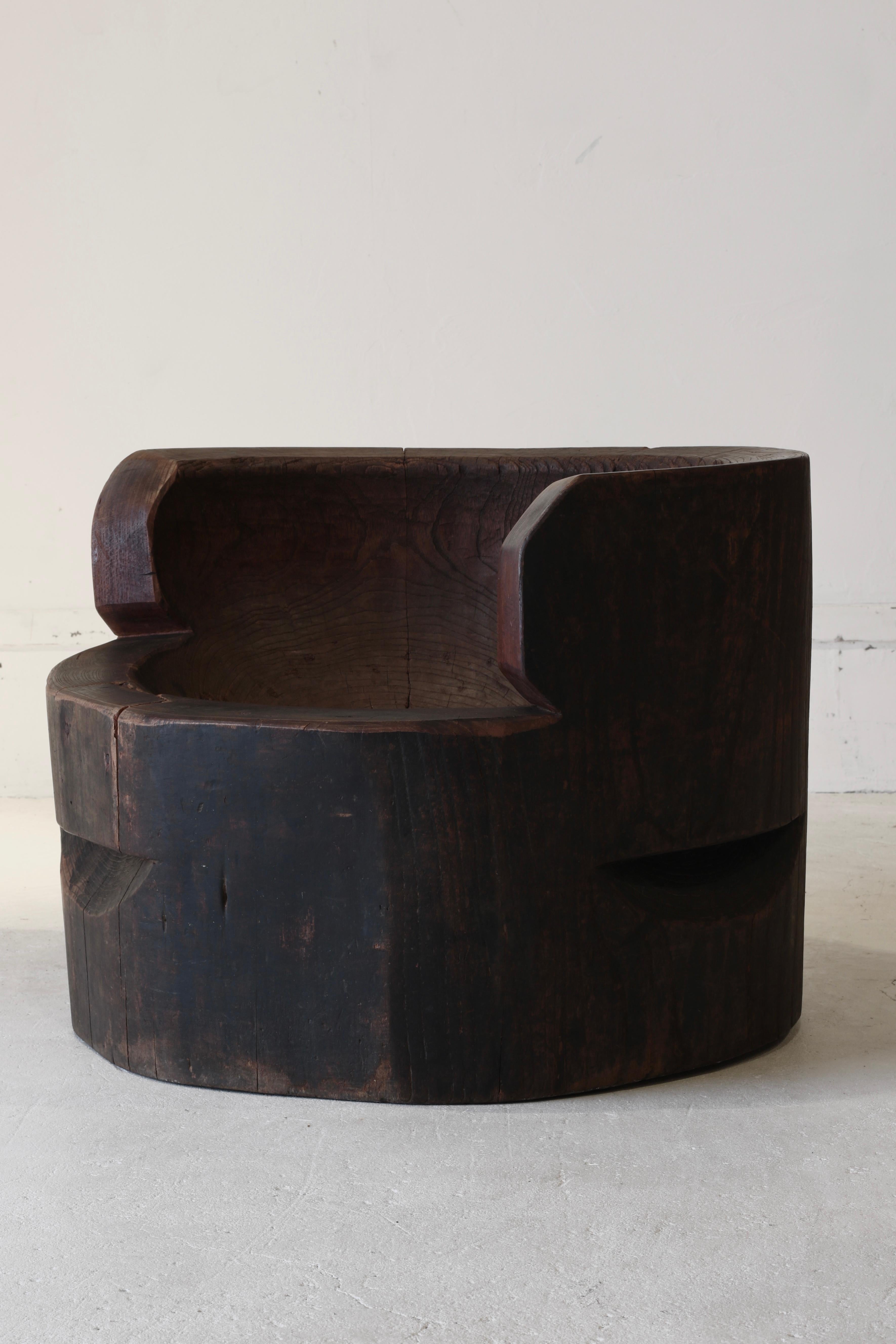 Japanese Antique Black ArmChair / Wabi-sabi Rustic For Sale 12