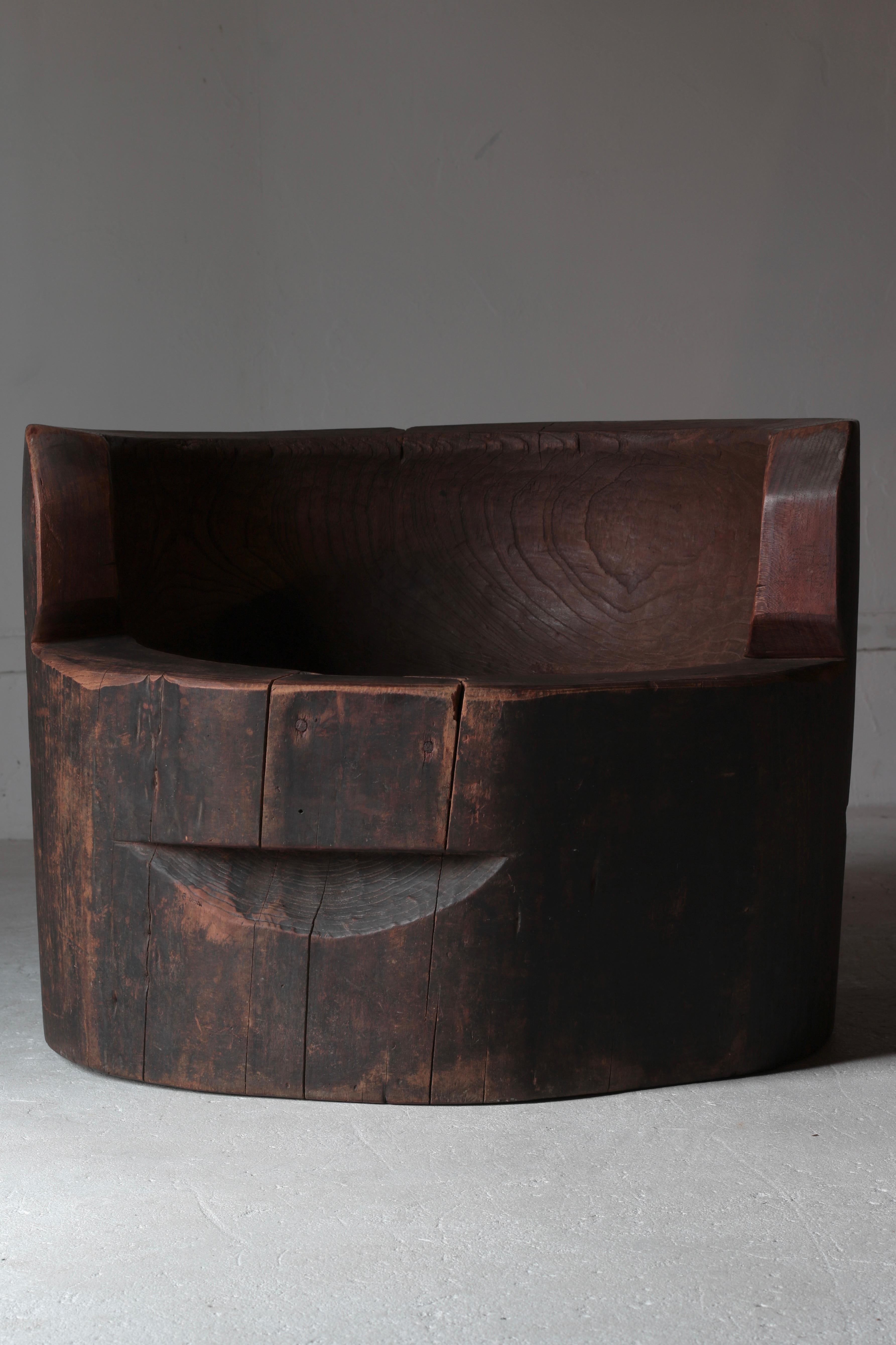 Japanese Antique Black ArmChair / Wabi-sabi Rustic For Sale 13