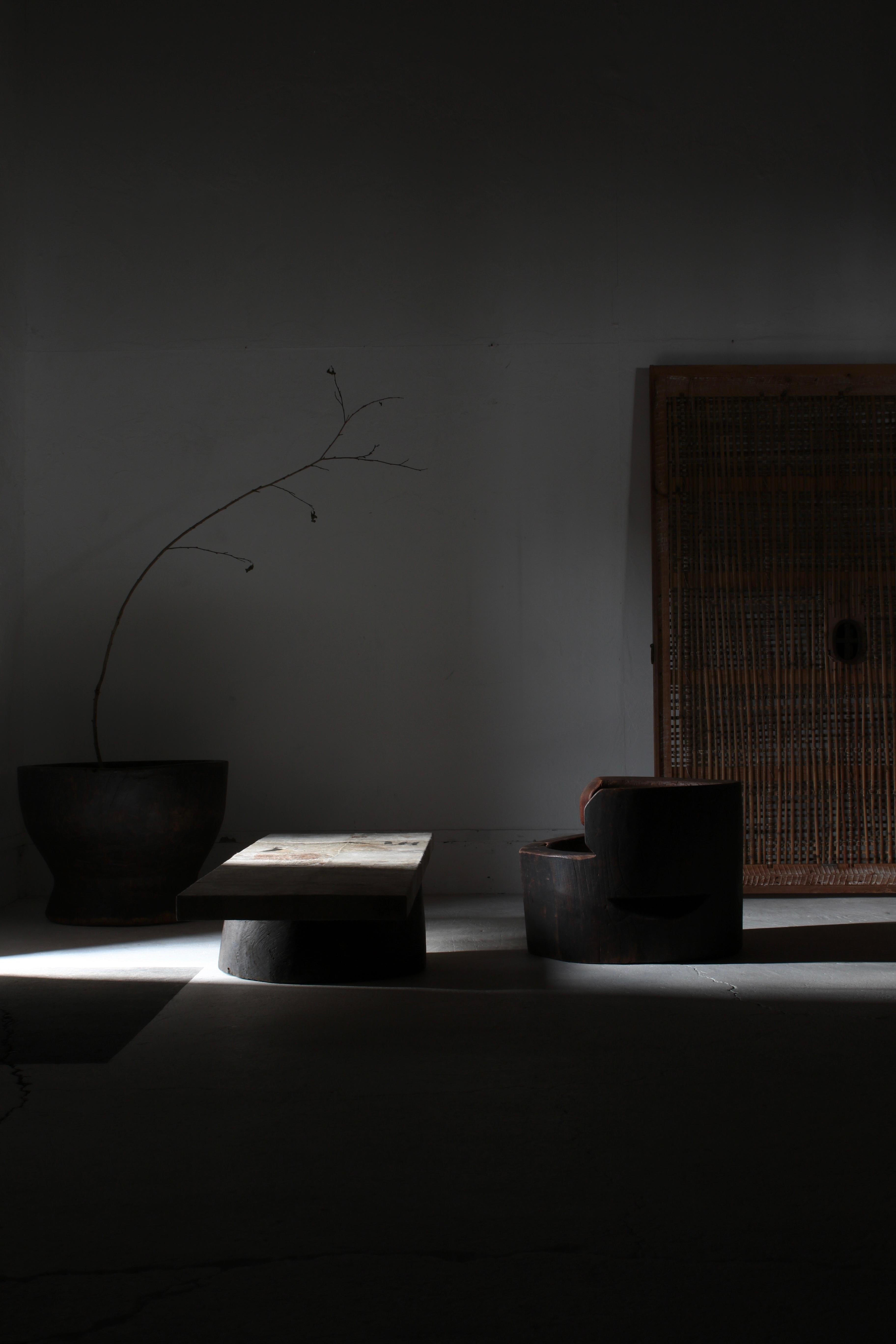 20th Century Japanese Antique Black ArmChair / Wabi-sabi Rustic For Sale