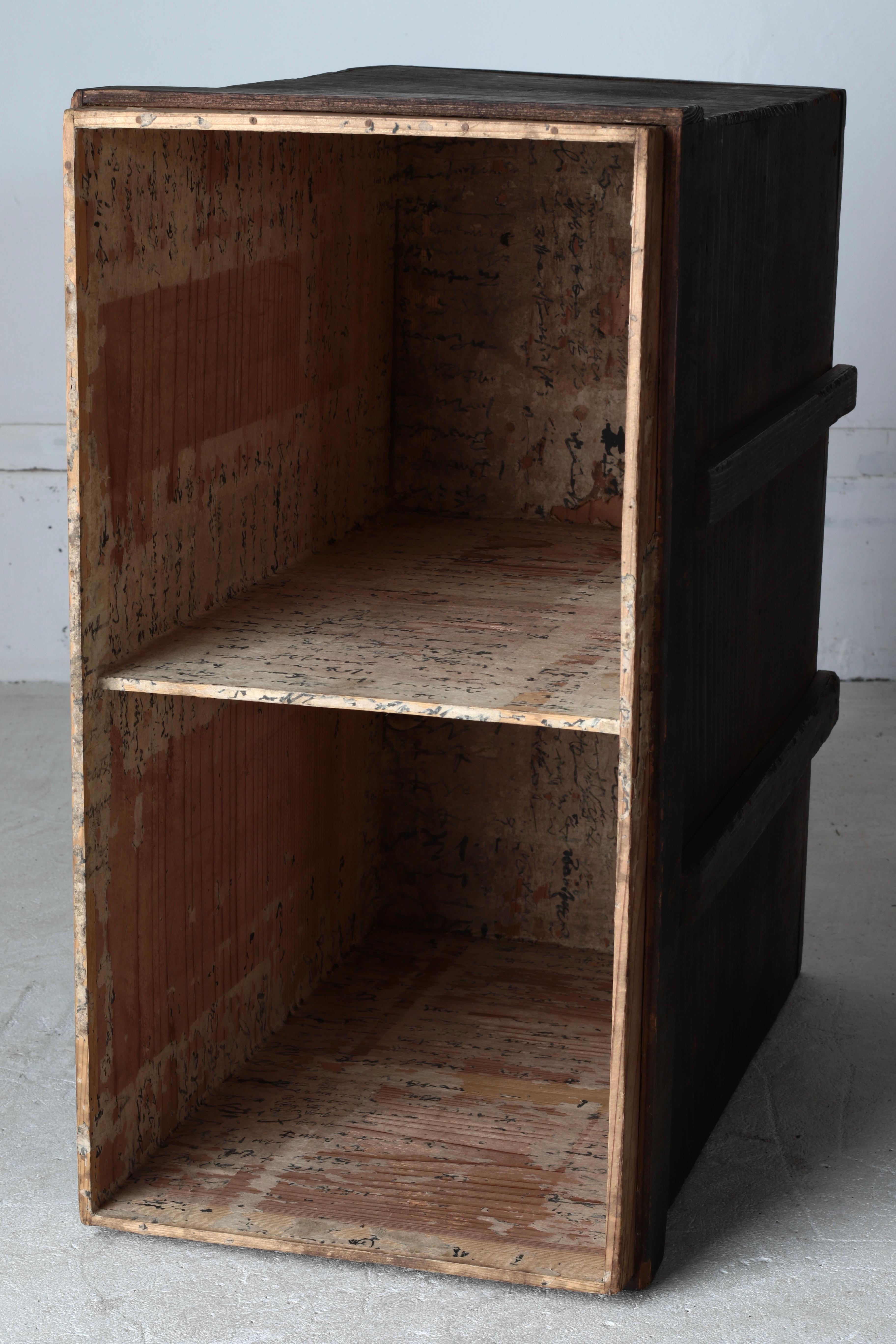 Japanese Antique Black Box / Side Table Exhibition Stand / 1868-1912s/ Wabi-sabi For Sale 5