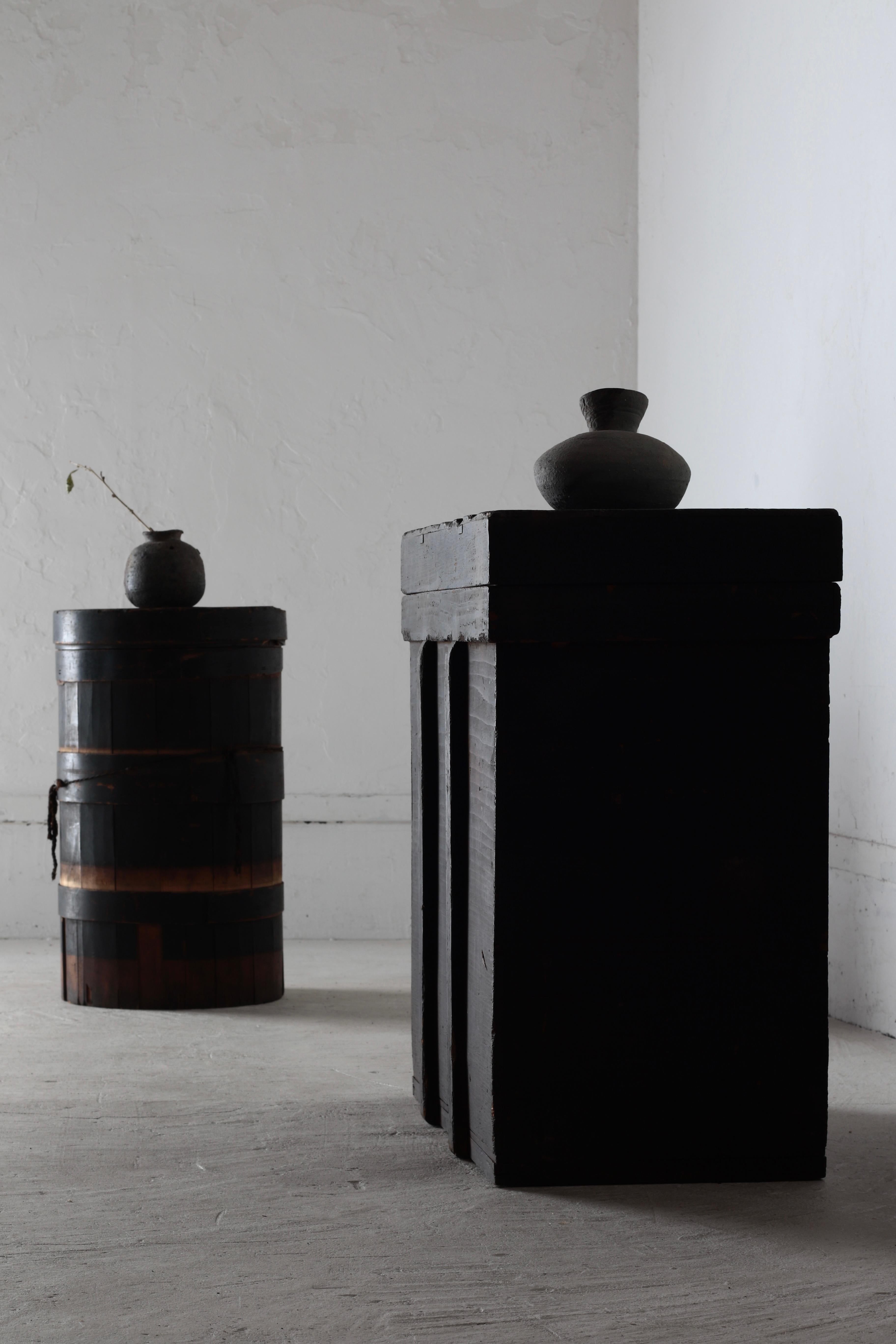 Woodwork Japanese Antique Black Box / Side Table Exhibition Stand / 1868-1912s/ Wabi-sabi For Sale