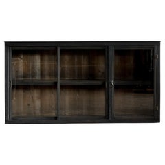 Japanese Antique Black Cabinet with Glass Doors, Taisho Era (1912–1926)