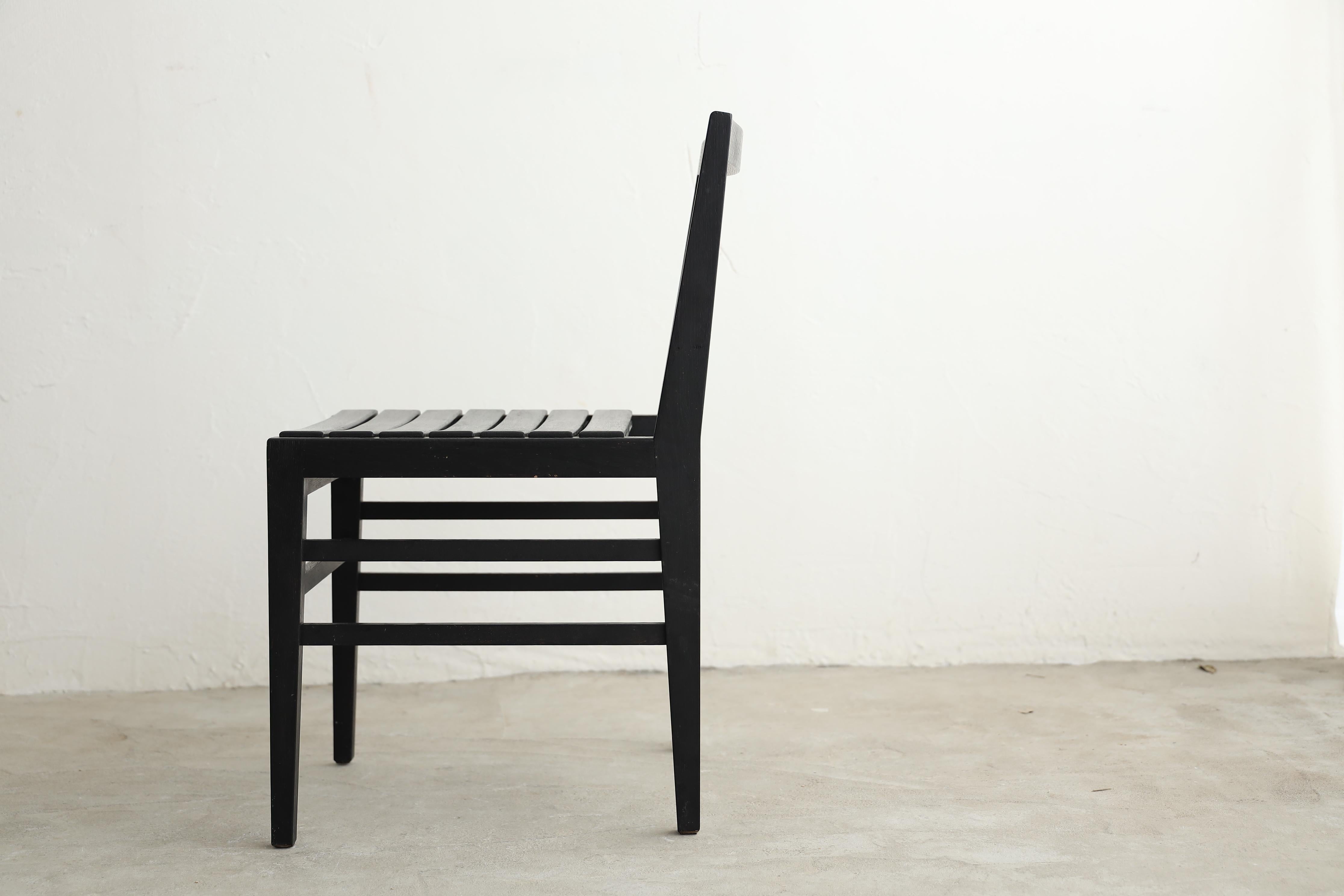 Japanese Antique Black Chairs, Primitive Wooden Chair, Wabi-Sabi For Sale 4