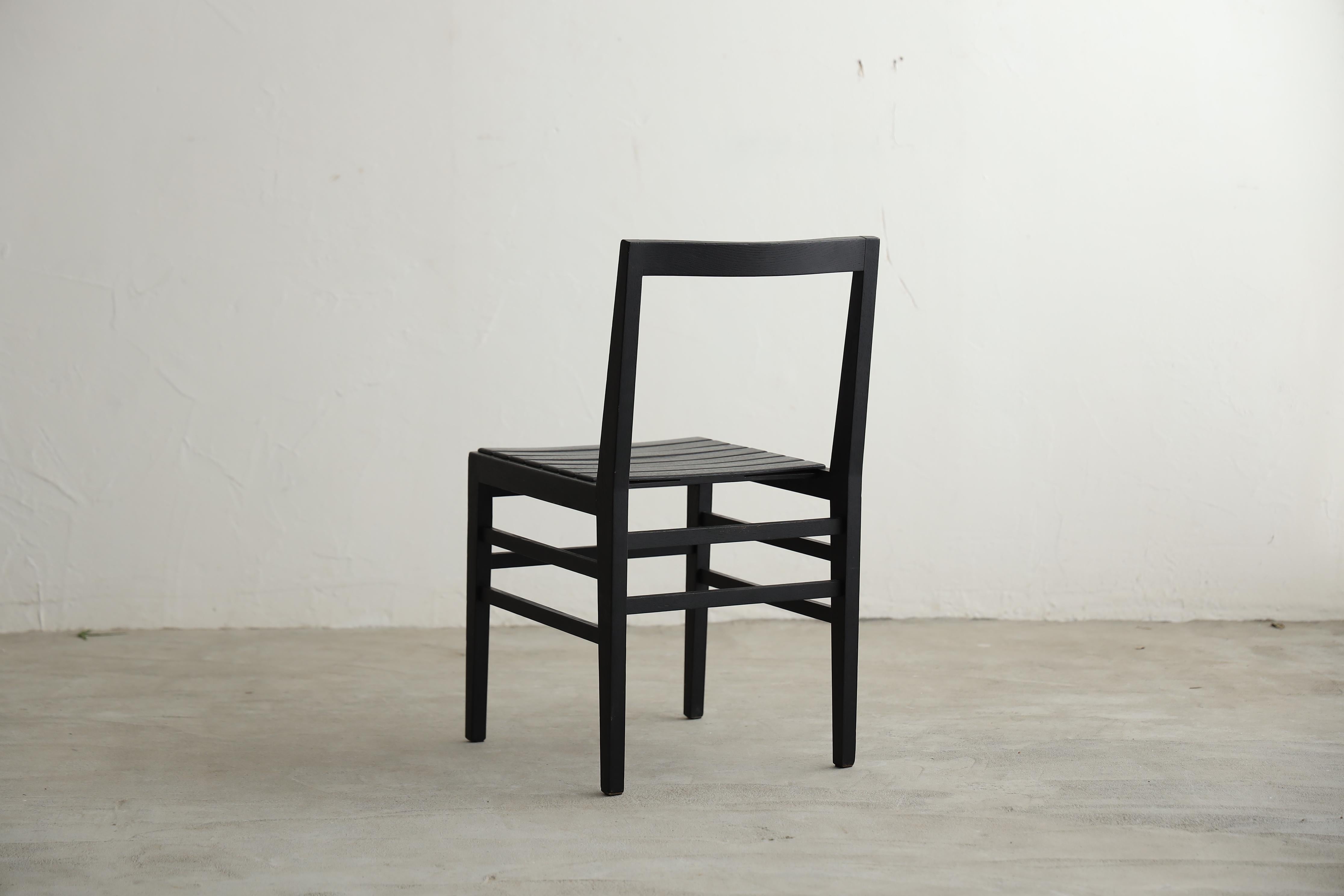 Hand-Carved Japanese Antique Black Chairs, Primitive Wooden Chair, Wabi-Sabi For Sale