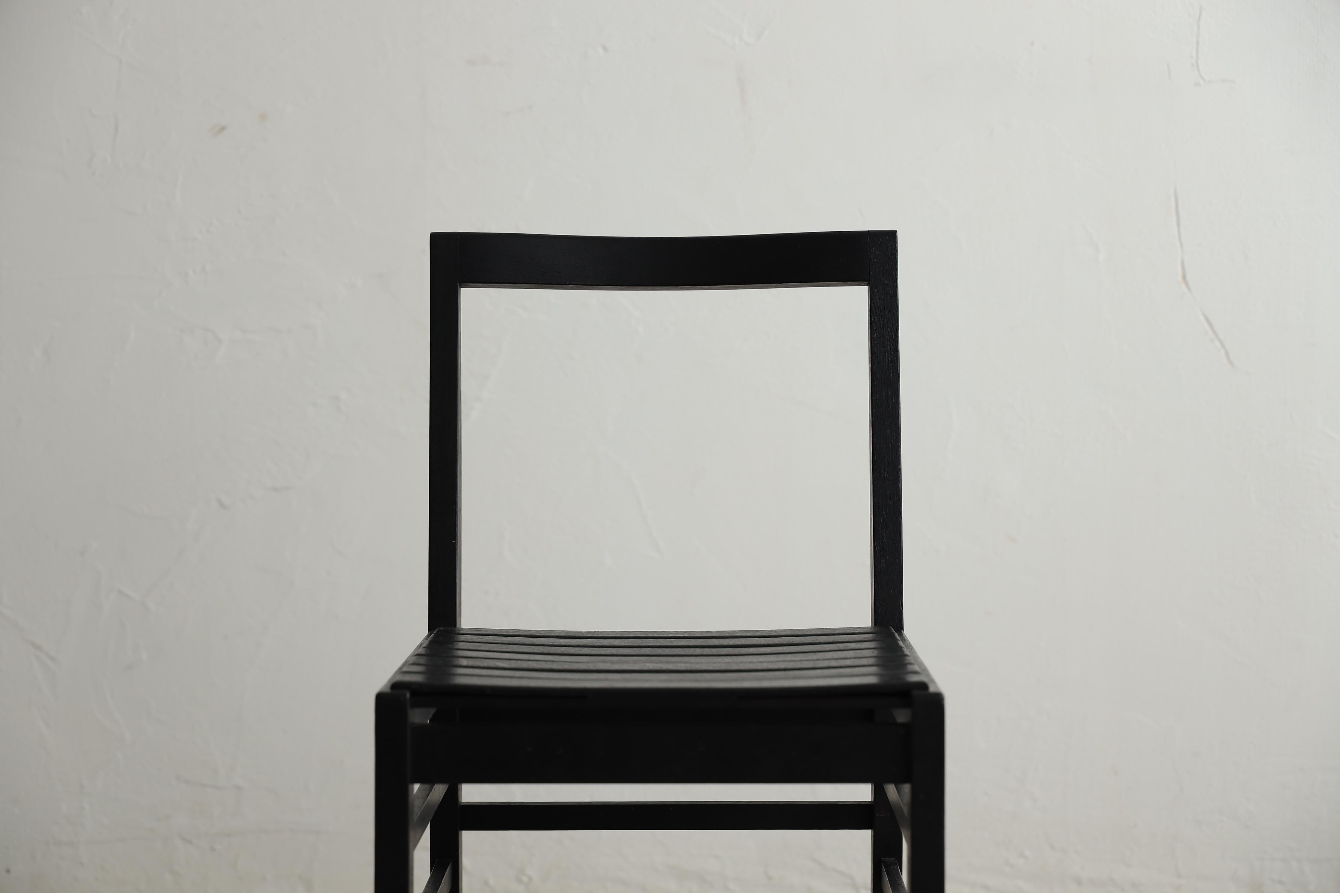 Japanese Antique Black Chairs, Primitive Wooden Chair, Wabi-Sabi In Good Condition For Sale In Katori-Shi, 12