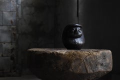 Japanese Antique Black Daruma 1900s-1940s / Sculpture Wabi Sabi
