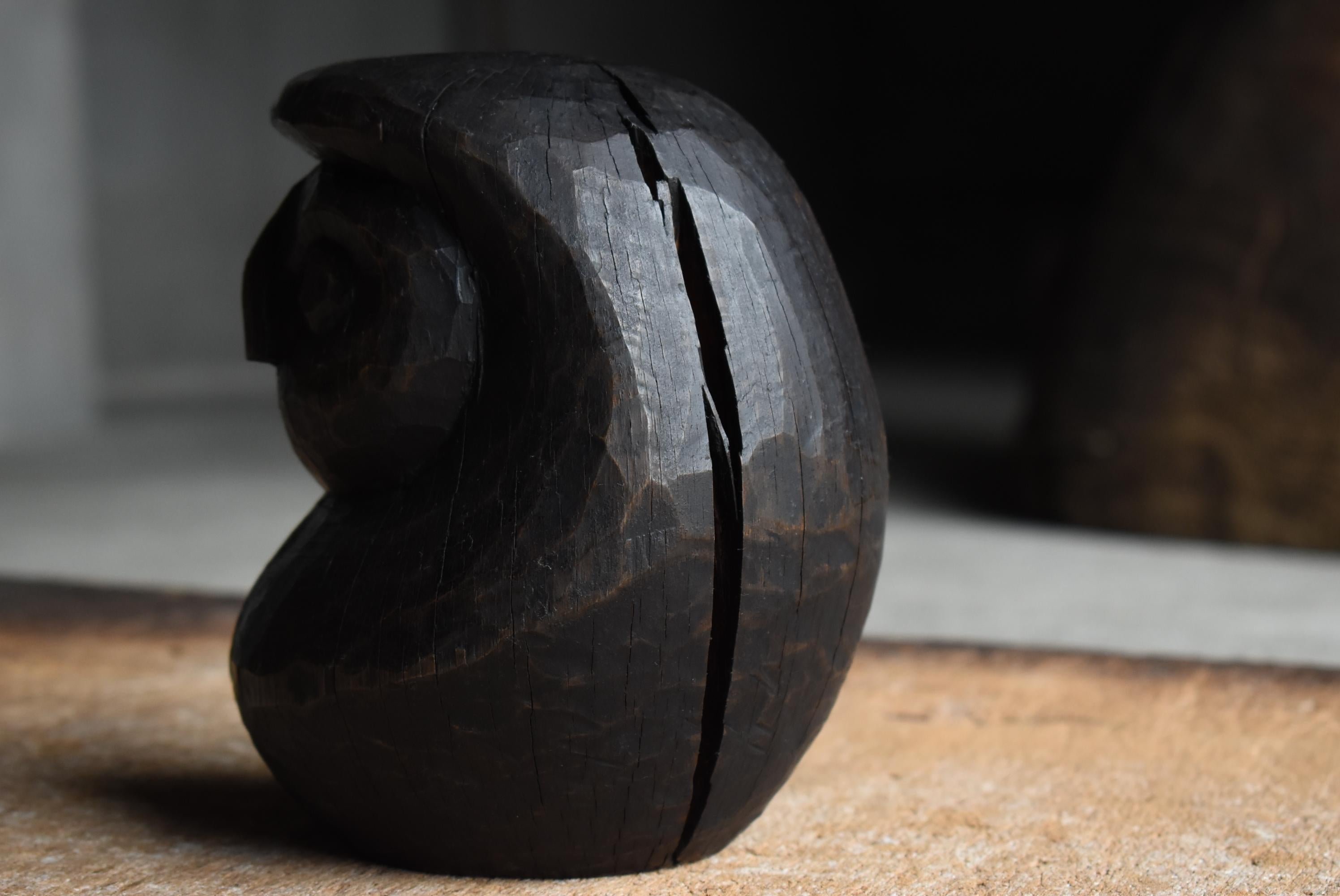 20ième siècle Daruma japonais ancien 1900s-1940s / Sculpture Wabi Sabi