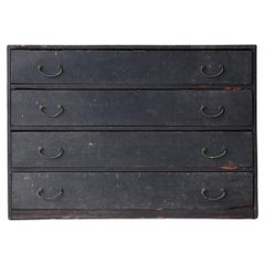 Japanese Antique Black Drawer 1800s-1860s/Tansu Chests of Drawers Wabi-Sabi