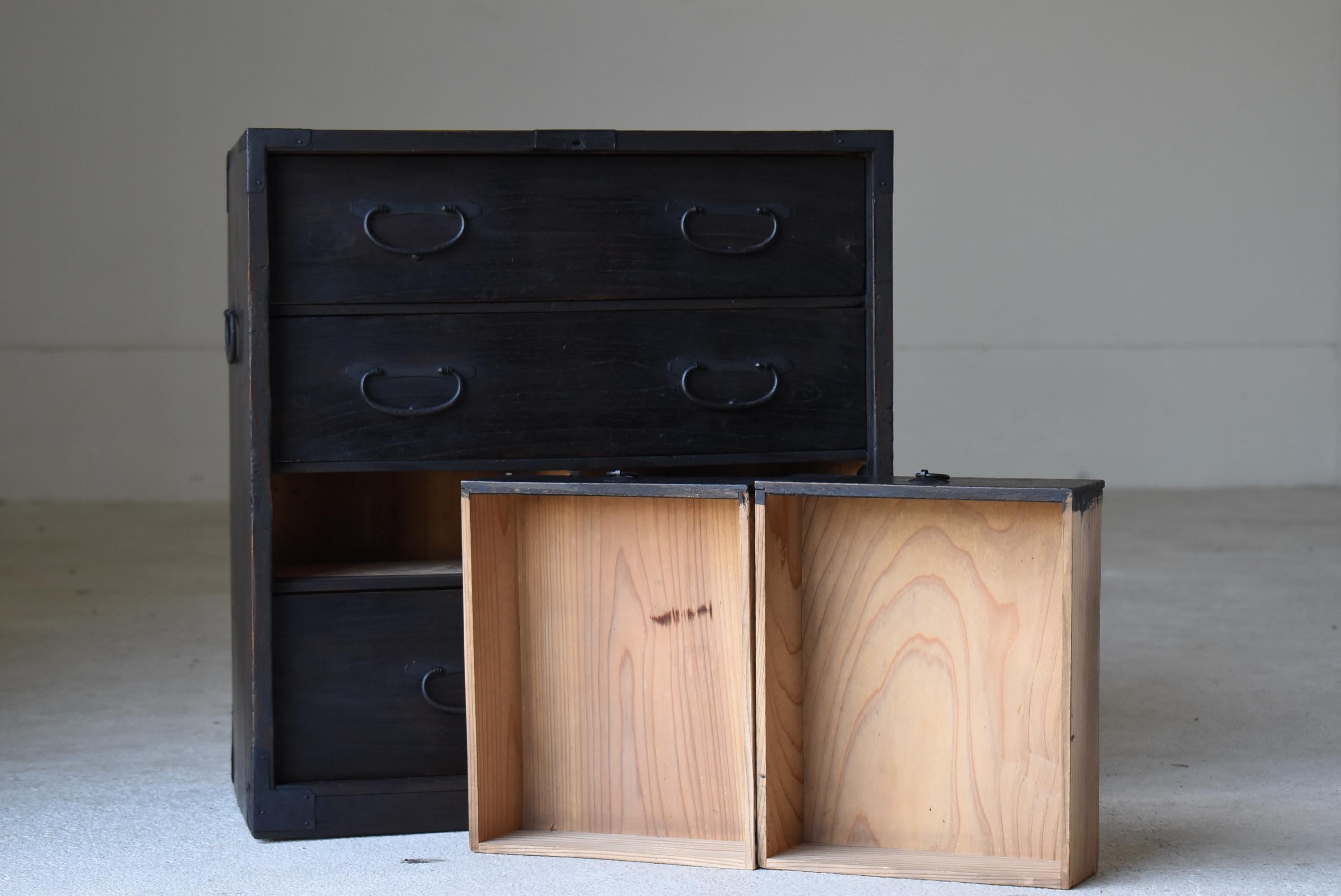 Japanese Antique Black Drawer 1860s-1900s / Chests of Drawers Tansu Wabi Sabi 3