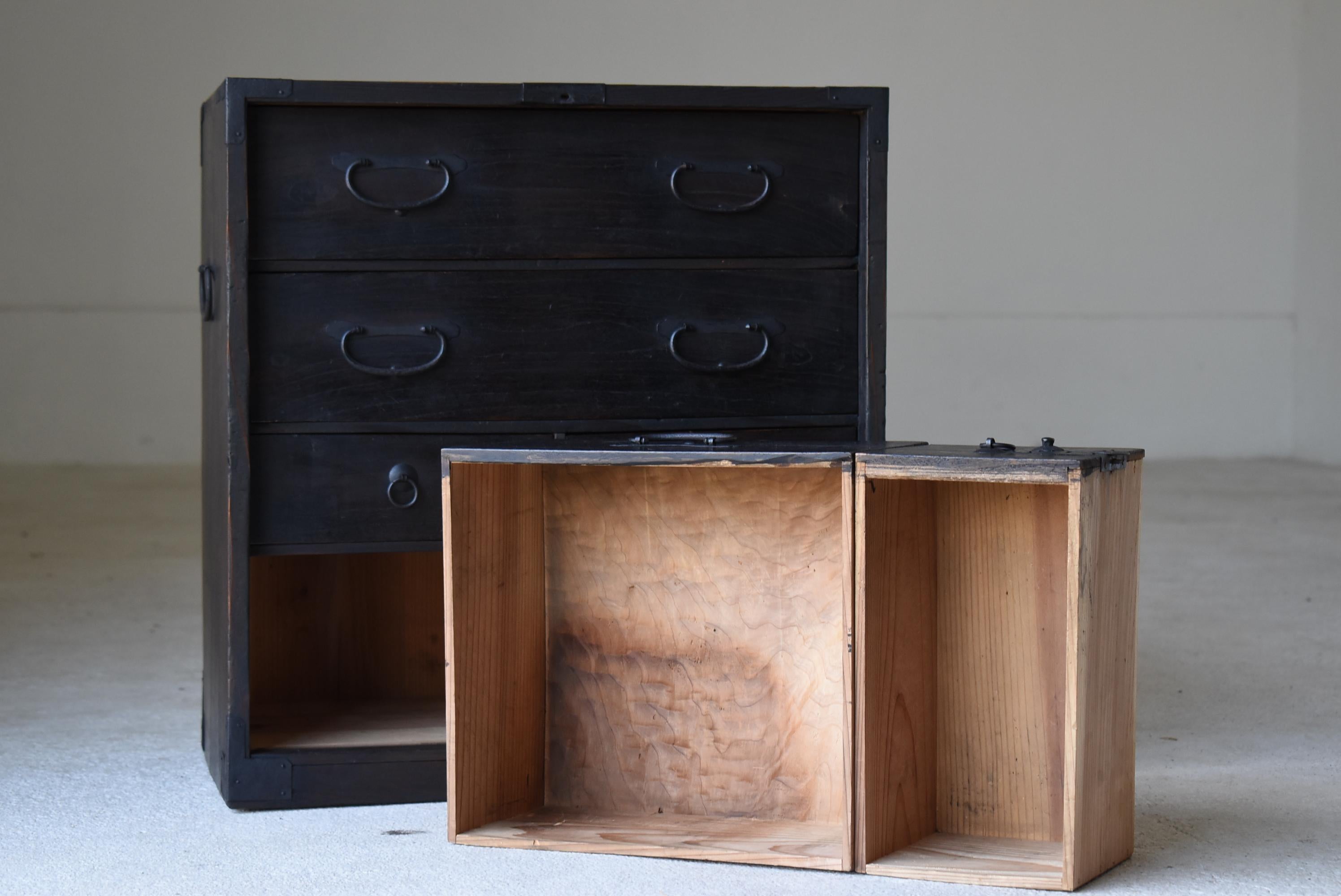 Japanese Antique Black Drawer 1860s-1900s / Chests of Drawers Tansu Wabi Sabi 2