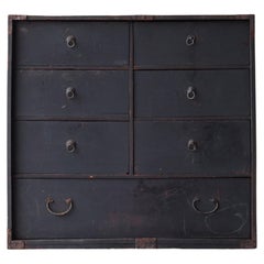 Japanese Antique Black Drawer 1860s-1900s / Mingei Wabi Sabi Tansu Cabinet