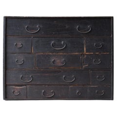 Japanese Antique Black Drawer 1860s-1900s / Tansu Chests of Drawers WabiSabi